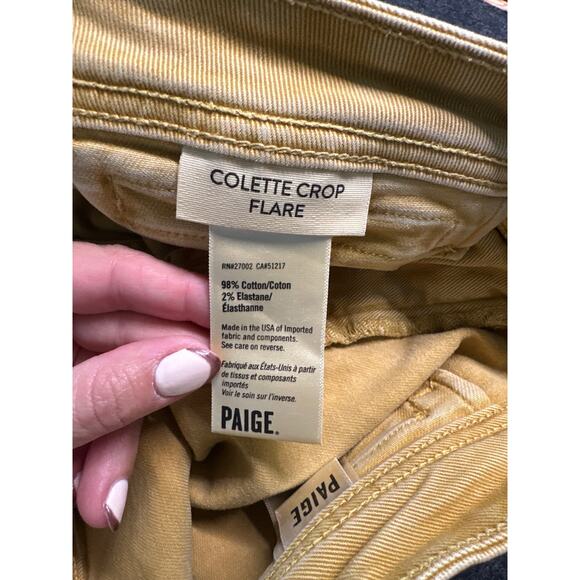 Paige Collette High-Rise Crop Flare Jeans, Mustard Yellow, Size 28, Like New - Picture 5 of 6